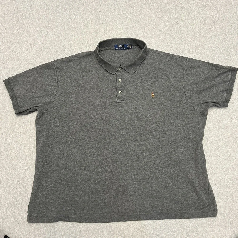 Polo Ralph Lauren Shirt Men's 2XB Gray Classic Stretch Flesh Pony Oversized